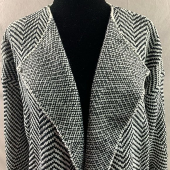 Chevron Pattern Drop Shoulder Open Front Cardigan - Picture 6 of 9